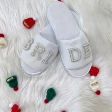 1 Đôi dép cô dâu dùng một lần (Một cỡ vừa với 40-42), Đồ trang trí tiệc ngủ, Đồ trang trí tiệc cưới, Đồ trang trí tiệc chia tay cuộc sống độc thân, Đồ trang trí nhà cửa - trắng - Xem 5