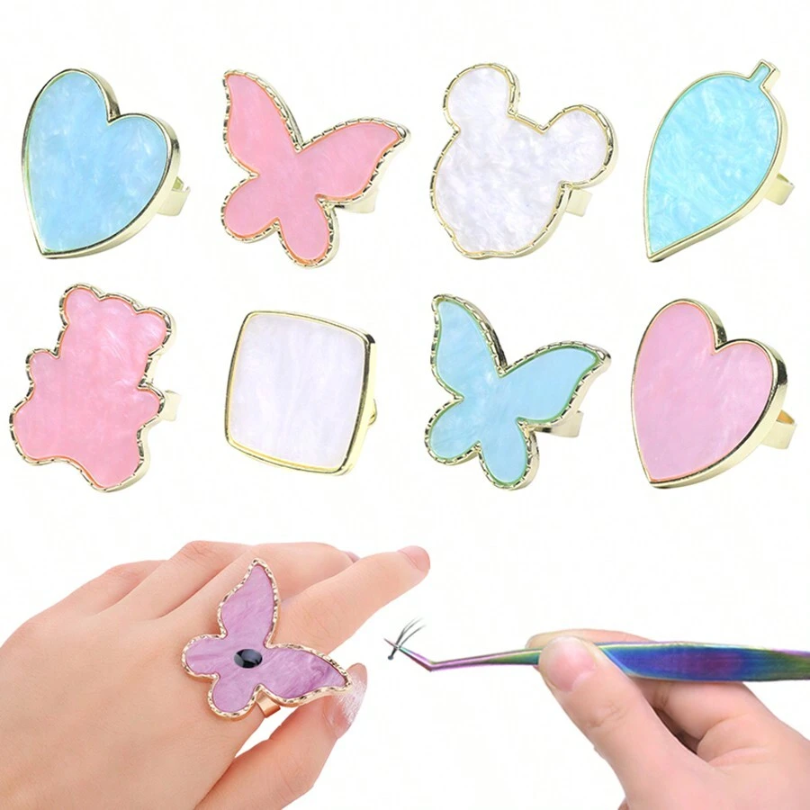 1入組睫毛延伸亞麻膠環托架假睫毛樹脂石膠片指甲彩色梳妝台化妝工具 - 彩色 - 查看 1