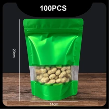 100入組彩色窗口自封袋，具鋁箔和封口夾，可用於包裝零食、茶和禮品，適用於禮品袋派對廚房 - 多色 - 查看 16