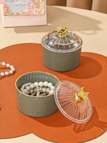 1pc New Acrylic Luxury Crown Lid Storage Jar Container, Home Living Room Jewelry Watch Display Box With Cover, Suitable For Wedding, Party, Gift, Birthday, Christmas - Multicolor - View 6