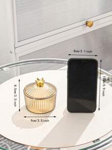 1pc New Acrylic Luxury Crown Lid Storage Jar Container, Home Living Room Jewelry Watch Display Box With Cover, Suitable For Wedding, Party, Gift, Birthday, Christmas - Multicolor - View 4
