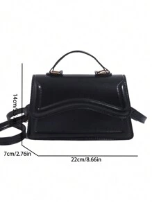 Fashionable Minimalist Solid Color Shoulder & Crossbody Bag, With Metal Handle, Small Square Bag For Women