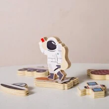 Kids Wooden 3D Puzzle - Space, Forest, Ocean Animal Shape Cognition Puzzle, Montessori Educational Toy For Fine Motor Training