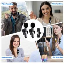 无线领夹式麦克风兼容 iPad 和 iPhone，无需设置即插即用，可全方位录制在线直播采访中的 Vlog - 黑色 - 查看 5