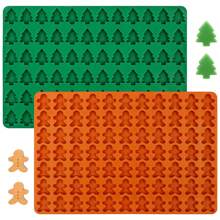 圣诞树和姜饼形状的圣诞硅胶模具，用于巧克力、糖果、软糖、果冻、纸杯蛋糕装饰、蜡熔体的空腔圣诞模具（2 件装）圣诞装饰圣诞派对礼品圣诞派对用品圣诞派对圣诞快乐平安夜圣诞节圣诞装饰圣诞睡衣圣诞礼物圣诞装饰 - 彩色 - 查看 2