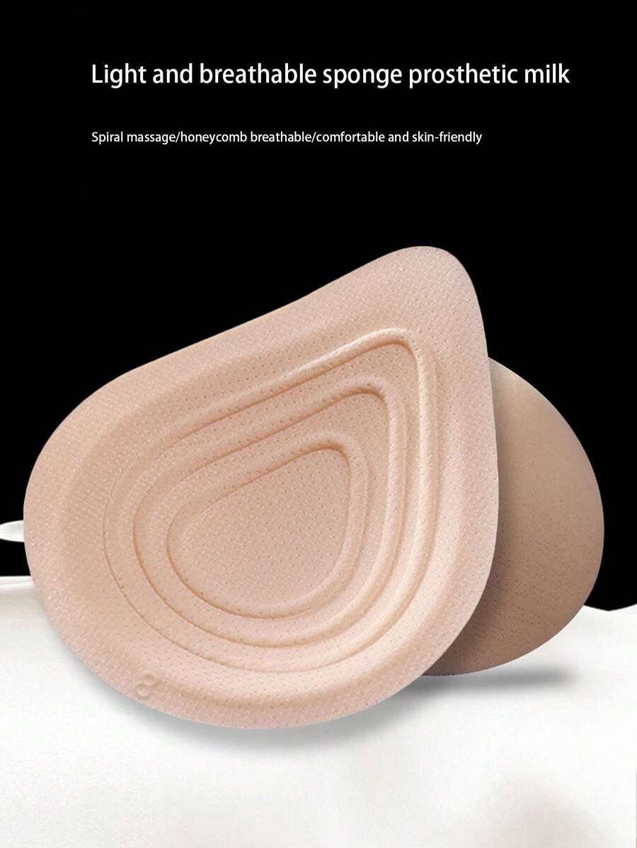 1 par de almohadillas de aumento para el pecho engrosadas, prótesis de pecho falso ligero de esponja de látex para uso postoperatorio, almohadillas de sujetador transpirables para usar después de una mastectomía - Albaricoque - Ver 1