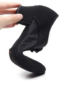 女士真皮底拉丁舞鞋，绒面网眼鞋面，软底，黑色，中高跟，透气，适合所有季节、交谊舞和标准舞 - 黑色 - 查看 4