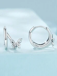 WOSTU 1 Thật Nữ Bạc 925 Bướm Đôi Khuyên Tai Vòng Dễ Thương Loài Côn Trùng Bông Tai Nữ Cưới Trang Sức Mỹ Món Quà Trang Sức - Bạc - Xem 4