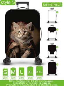 Funda protectora de equipaje con estampado de animales antropomórficos como perro, gato, león, panda, proceso de producción mejorado con costura elástica reforzada, tela elástica gruesa, lavable, muy adecuada para viajes de negocios, viajes, facturación de equipaje, apta para maletas de 20 a 28 pulgadas. Accesorio escolar - Multicolor - Ver 28