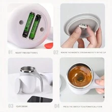 1 pieza Taza con agitador automático, taza de café eléctrica multifunción, taza de acero inoxidable con rotación magnética, taza para leche - multicolor - Ver 3