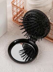 1 Pc Mini Portable Girl's Comb For Outdoor, Lightweight Bifold Travel Comb With Mirror