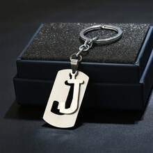 1pc Stainless Steel Letter Charm Key Chain Letters Keychain Men Keychain Couple Gift Jewelry Car Key Ring,A-Z Letter Double Layer Keychain,Simple Letter Jewelry Accessories,Tag Key Chain Ring Bag Backpack Charm Women Men(Keychain Style Random) - Silver - View 18