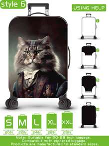 Funda protectora de equipaje con estampado de animales antropomórficos como perro, gato, león, panda, proceso de producción mejorado con costura elástica reforzada, tela elástica gruesa, lavable, muy adecuada para viajes de negocios, viajes, facturación de equipaje, apta para maletas de 20 a 28 pulgadas. Accesorio escolar - Multicolor - Ver 29