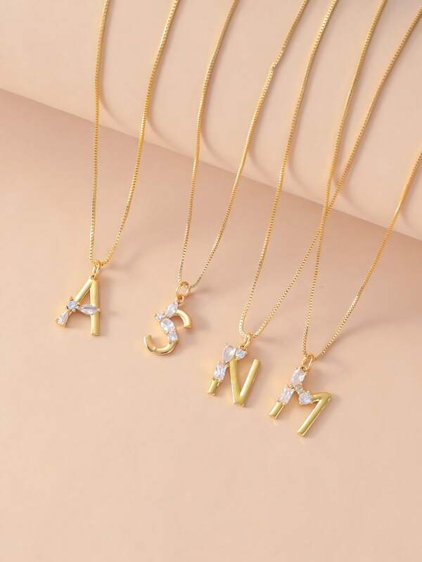 1 Fashionable Stainless Steel Necklace With 26 Female Initials As A Birthday Gift For Women's Copper Zirconia Crystal Jewelry