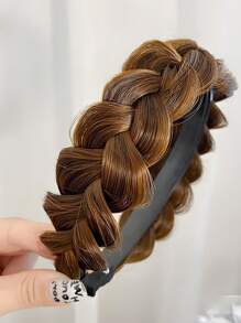 Elegant Bohemian Style Braided Wig Headband, Non-Slip Teeth Design, Hair Accessory For Girl