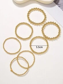 5入組/套極簡串珠手鏈 - 金黃色 - 查看 9