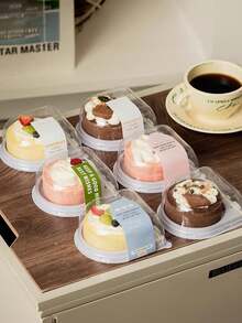 4pcs Cake Roll Packaging Box, Suitable For Cakes, Swiss Rolls, Tiger Skin Rolls, Sliced ​​Bread, Baking, And Pastries With Transparent Half Round Plastic Box, With Forks Gift Bag Party Kitchen - White - View 2