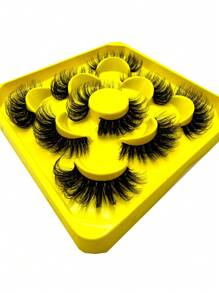 5對新款柔軟蓬鬆3D假睫毛，手工製作厚實自然感仿貂毛睫毛，狐狸眼、貓眼、俏皮飛翼款，長且濃密 - 黑色 - 查看 12