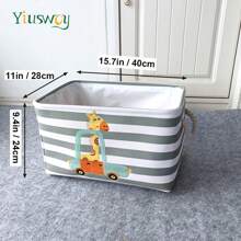 Yiuswoy 1 coș de depozitare pliabil cu imprimeu animal - design dinozaur, leu și girafă, cutie de depozitare din material textil îngroșat pentru haine, jucării și articole de uz casnic, decorațiuni interioare - Multicolor - Vizualizare 4