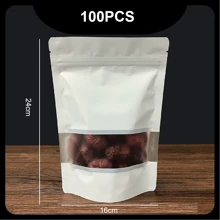 100入組彩色窗口自封袋，具鋁箔和封口夾，可用於包裝零食、茶和禮品，適用於禮品袋派對廚房 - 多色 - 查看 55