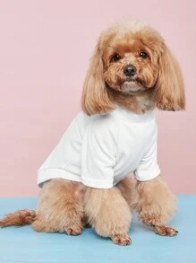 Spring/Summer New Pet Clothes, Dog Apparel With Coconut Tree & English Text Print, Comfortable Breathable Outfit For Medium/Small Dogs, Teddy/Poodle - White - View 5