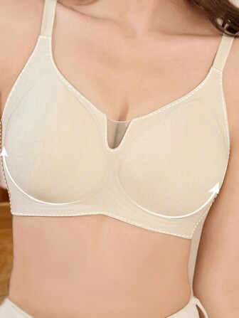 Women's White Plumge Seamless Wireless Bra Gathers Up Side Breast Anti Sagging Lifting Ultra Thin Bra