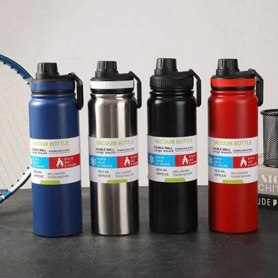 1 bình chân không 800ml/27.05oz có tay cầm, bình đựng nước cách nhiệt, thích hợp đựng đồ uống lạnh/nóng, mọi mùa, quà tặng trở lại trường