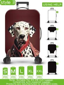 Funda protectora de equipaje con estampado de animales antropomórficos como perro, gato, león, panda, proceso de producción mejorado con costura elástica reforzada, tela elástica gruesa, lavable, muy adecuada para viajes de negocios, viajes, facturación de equipaje, apta para maletas de 20 a 28 pulgadas. Accesorio escolar - Multicolor - Ver 26