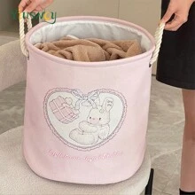 Yiuswoy 35x40cm(13.8x15.7In) Pink Folding Laundry Basket With Cute Rabbit And Bear Design, Thickened Fabric Storage Basket For Clothing, Toys And Miscellaneous Items, Home Decor, Bedroom Storage Dress Pants Shoes Jeans Boots Skirtlaundry Hamper,Washing Basketbathroom Organizer,Basket,Storage Basket,Foldable Laundry Basket