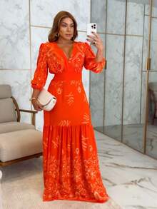 Women Dresses - Màu Cam cháy - Xem 2