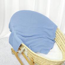 1pc Simple Knitted Baby Blanket For All Seasons, Suitable For Stroller Cover Love Valentine - Blue - View 2