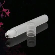 5 件 10ml 空香水滚珠瓶，塑料不锈钢液体油容器可再填充瓶架，精油滚珠瓶，带钢滚珠的迷你瓶，旅行必需品，香水瓶
