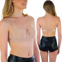 Women's Padded V-Neck Convertible Strap Push Up Bras - Clear Convertible Straps - Beige - View 4