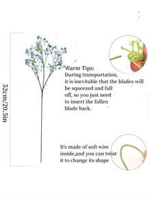 1支/3支/5支浅蓝色仿真满天星花束，多枝，仿真满天星花束，适用于家居装饰、桌面摆设、花瓶填充DIY、婚礼派对活动装饰、房间装饰、情人节、礼物、花园装饰、户外植物、园艺、仿真花 - 淺藍色 - 查看 2