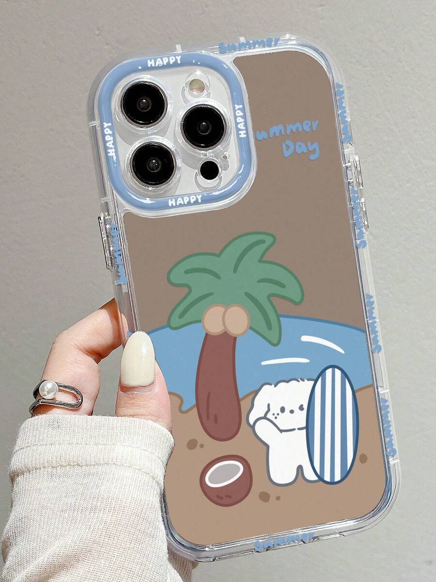 奶油色鏡面-可愛狗狗衝浪手機殼,適用於iPhone 11 12 13 14 Pro Max 15 - 彩色 - 查看 1