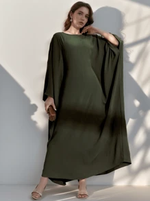 One Breathable & Skin-Friendly Fabric Batwing Sleeve Abaya With Waist Belt For Women's Daily Wear Soft Hijab,Women Veil - Multicolor - View 18