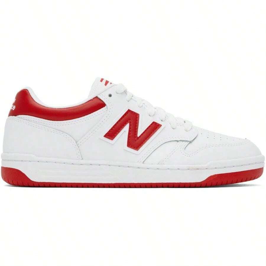New Balance White & Red 480 Sneakers - Default - View 1