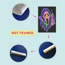 1 幅复古骷髅打电话帆布画，防水墙画无框，适用于大学宿舍和卧室装饰、海报 - 彩色 - 查看 5