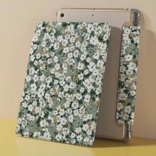 1pc Capa de silicone com padrão floral verde compatível com iPad 9 (2022)/Air 4/3, 9ª geração com porta-lápis, capa completa, suporte triplo, Pro 11/Mini 5 - Multicolorido - Ver 11