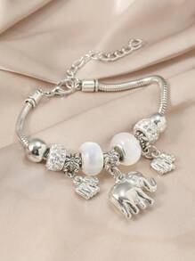 1pc Individual Heart Shaped Jewelry Pendant With Animal, Insect, And Flower Design, Presented In A Personalized Luxurious Bracelet Style (Box Not Included) - Silver - View 2