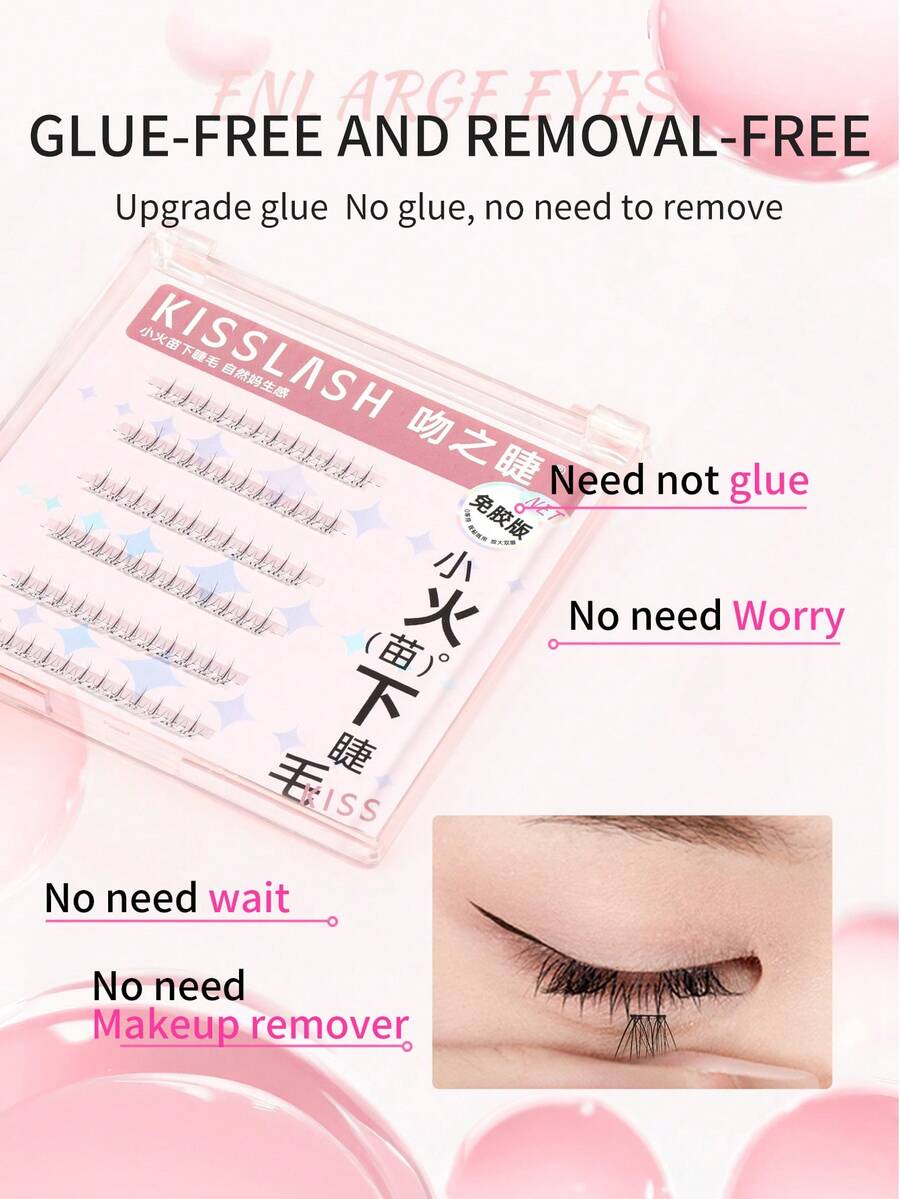 A Box Of GlueFree Lower Eyelashes,Self Adhesive Eyelashes No Glue Lash