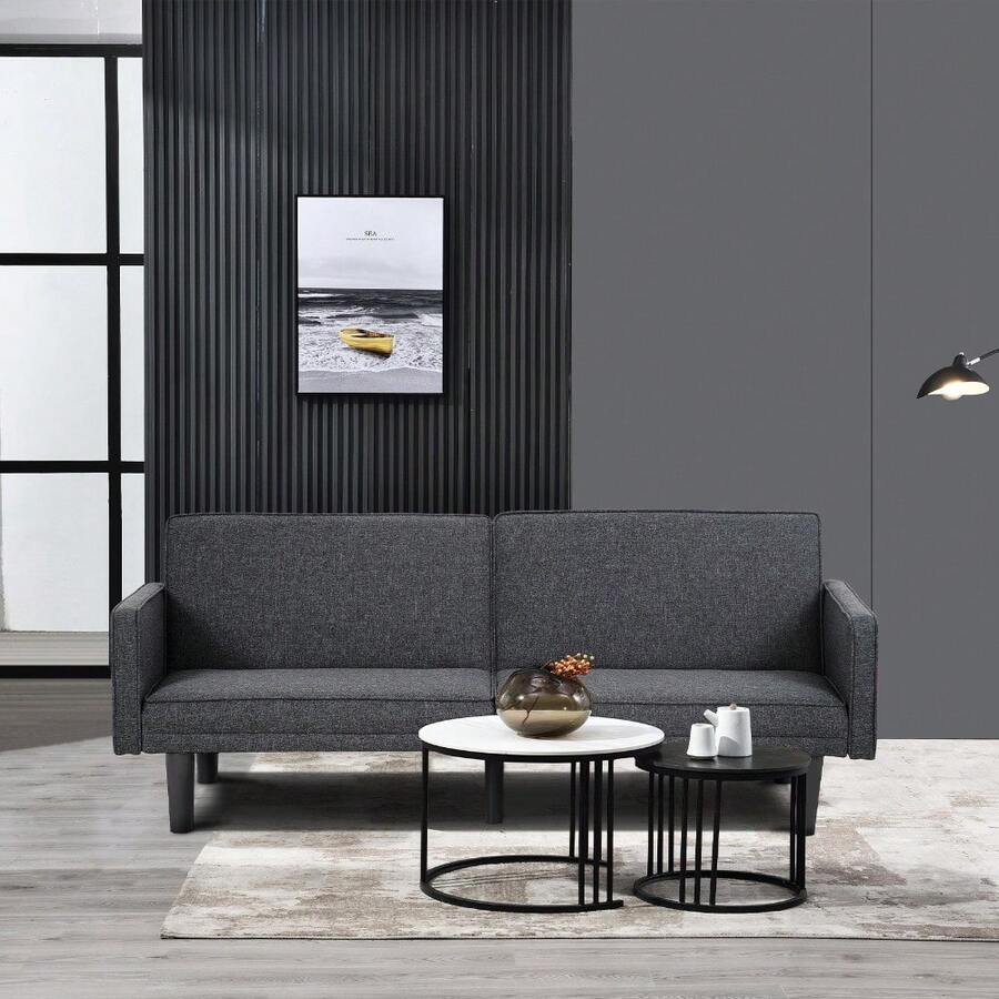 Dolonm Sofa Bed Convertible Sectional Sleeper Couch, Sleeper Futon Bed Couch, Loveseat Bed With Tapered Legs, Crafted With Flannelette Cushions, For Living Room,Office,Apartment - màu đen - Xem 1