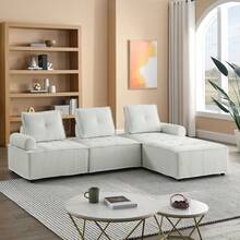 LZ Home L-Shape Modular Sectional Sofa, Diy Combination - White - View 2