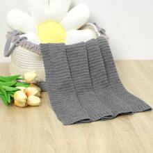 1 件简单针织婴儿襁褓毯，适用于汽车，四季爱情情人节 - 深灰色 - 查看 3