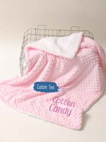 Personalized Baby Blanket, Made Of Rose Pink Nora Minky Fabric, Available In Minky Polka Dot Color. A Perfect Gift For Newborn Girls, A Baby Party Present, Or An Embroidered Baby Blanket. - Multicolor - View 2