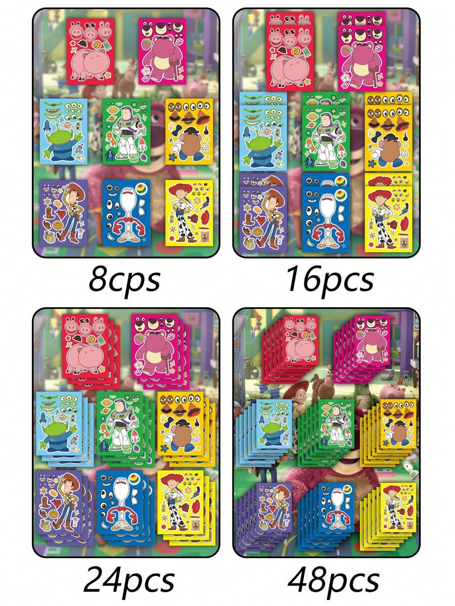 8/16/24/48入組卡通角色貼紙，適用於課堂獎勵、兒童生日派對禮物、動漫主題藝術與工藝用品（隨機配色） - 彩色 - 查看 1