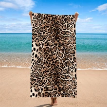 1 pièce serviette de plage en microfibre imprimée léopard, serviette à séchage rapide pour usage quotidien, serviette de bain absorbante pour la sueur et l'eau avec impression numérique pour la plage, l'hôtel, la natation, l'extérieur, le fitness - extra grande pour les voyages d'été, les vacances, la décoration de salle de bain, les articles essentiels de plage