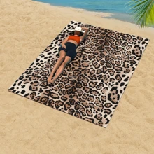 1 pièce serviette de plage en microfibre imprimée léopard, serviette à séchage rapide pour usage quotidien, serviette de bain absorbante pour la sueur et l'eau avec impression numérique pour la plage, l'hôtel, la natation, l'extérieur, le fitness - extra grande pour les voyages d'été, les vacances, la décoration de salle de bain, les articles essentiels de plage