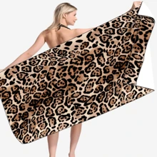 1 pièce serviette de plage en microfibre imprimée léopard, serviette à séchage rapide pour usage quotidien, serviette de bain absorbante pour la sueur et l'eau avec impression numérique pour la plage, l'hôtel, la natation, l'extérieur, le fitness - extra grande pour les voyages d'été, les vacances, la décoration de salle de bain, les articles essentiels de plage