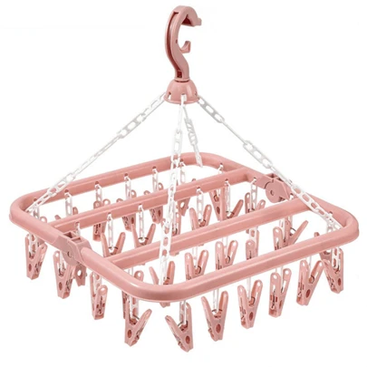 Drying Hanger With 32 Clips And Drip Foldable Hanging Rack,Plastic Hanging Drying Rack For Clothes Underwear Socks Love Valentine
